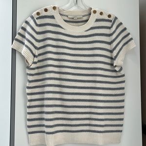 LOFT blue and cream striped sweater